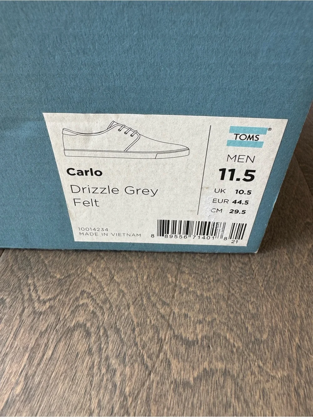 TOMS Carlo Men’s Drizzle Grey Felt Sneakers